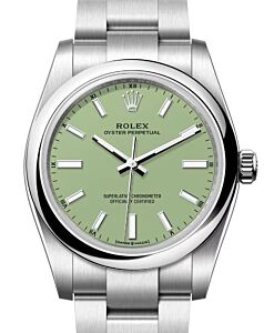 Rolex Oyster Perpetual 34 Steel Pistachio Green Index Dial 124200 - BRAND NEW