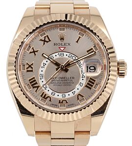 Rolex Sky-Dweller Men's 42mm Sundust Roman 18k Rose Gold Oyster Bracelet 326935 - PRE-OWNED