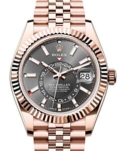 Rolex Sky-Dweller Rose Gold Slate Index Dial Jubilee Bracelet 336935
