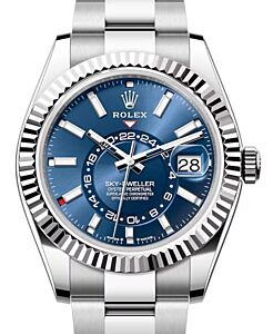 Rolex Sky-Dweller White Gold/Steel Bright Blue Index Dial Oyster Bracelet 336934 - BRAND NEW