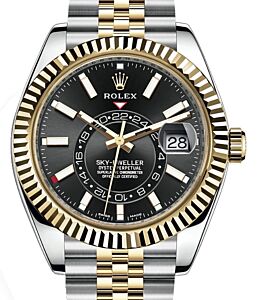 Rolex Sky-Dweller Yellow Gold/Steel Black Index Dial Jubilee Bracelet 326933 - BRAND NEW