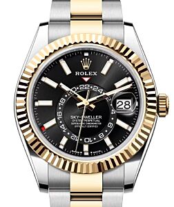 Rolex Sky-Dweller Yellow Gold/Steel Bright Black Index Dial Oyster Bracelet 336933U - PRE OWNED