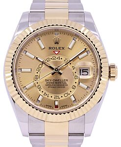 Rolex Sky-Dweller Yellow Gold/Steel Champagne Index Dial Oyster Bracelet 326933 - PRE-OWNED