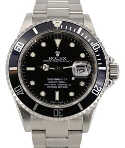 Rolex Submariner Date Stainless Steel Black Dial & Aluminum  Bezel Oyster Bracelet 16610 - PRE-OWNED 