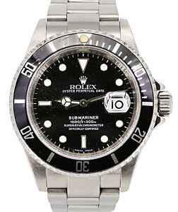 Rolex Submariner Date Stainless Steel Black Dial & Aluminum Inscribed Rehaut Bezel Oyster Bracelet 16610 - PRE-OWNED 