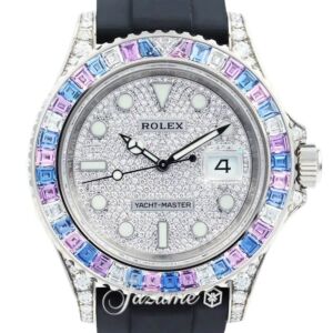 Rolex Yacht-Master 40 White Gold Paved Diamond Dial Oysterflex Rubber Strap 126679SABR - BRAND NEW