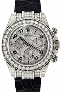 Rolex Daytona 116599-PVEDADBLKL Pave Diamond Arabic Diamond Bezel Black Leather BRAND NEW