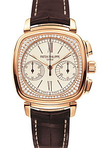 Patek Philippe Complications Chronograph Rose Gold Silver Dial 35mm Diamond Bezel 7071R-001 - BRAND NEW