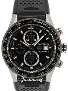 Tag Heuer Carrera Calibre Heuer 01 Chronograph CAR201Z Black Index Ceramic Bezel Rubber Strap 43mm - PRE-OWNED