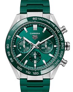 Tag Heuer Carrera Chronograph Stainless Steel/Ceramic 44mm Green Dial Rubber Strap CBN2A1N.FT6238 - BRAND NEW
