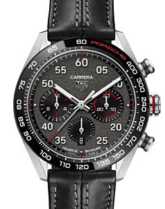 Tag Heuer Carrera Porsche Special Edition Chronograph Stainless Steel/Ceramic 44mm Grey Dial Leather Strap CBN2A1F.FC6492 - BRAND NEW
