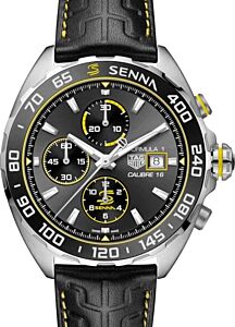 Tag Heuer Formula 1 Senna Special Edition Automatic Chronograph 44mm Stainless Steel Grey Index Dial & Leather Strap CAZ201B.FC6487 - BRAND NEW