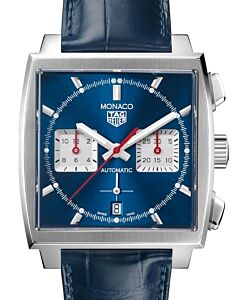 Tag Heuer Monaco Chronograph Stainless Steel 39mm Blue Dial Leather Strap CBL2111.FC6453 - BRAND NEW