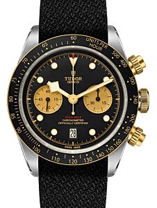 Tudor Black Bay Chronograph Black Dial & Bezel Two-Tone Yellow Gold & Stainless Steel Leather Strap 41mm 79363 - BRAND NEW