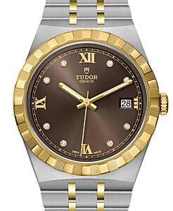 Tudor Royal Steel Yellow Gold 38mm Chocolate Brown Diamond Dial M28503-0008 - BRAND NEW