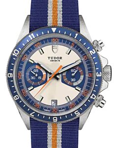 Tudor Sport Watches Heritage Chrono Blue Stainless Steel 42mm Opaline/Blue Dial Fabric Strap M70330B-0003 - BRAND NEW