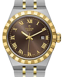 Tudor Royal Steel Chocolate Brown Dial 28mm Yellow Gold Cap Bracelet M28303-0008 - BRAND NEW