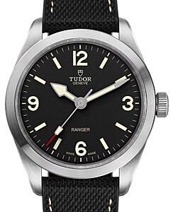 Tudor Ranger Steel 39mm Black Dial Hybrid Rubber Leather Bracelet M79950-0002- BRAND NEW
