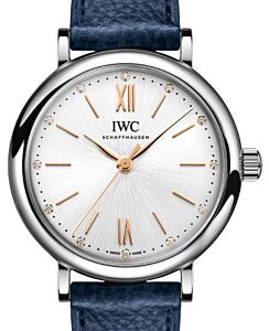 IWC Portofino Automatic Steel 34mm Silver White Diamonds Dial IW357411- BRAND NEW