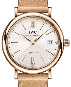 IWC Portofino Automatic 18-Carat 5N Gold 37mm Silver Plated Diamond Dial IW458606 - BRAND NEW