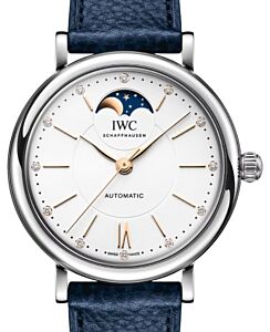 IWC Portofino Automatic Moon Phase Steel 37.1mm Silver Plated Diamond Dial IW459601 - BRAND NEW
