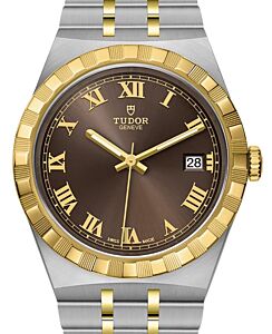 Tudor Royal Steel Chocolate Brown Dial 38mm Yellow Gold Cap Bracelet M28503-0007 - BRAND NEW