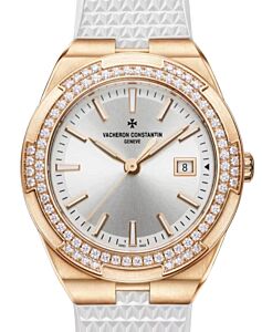Vacheron Constantin Overseas Quartz Pink Rose Gold Silver Dial Diamond Bezel 1205V/000R-B592 - BRAND NEW