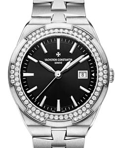 Vacheron Constantin Overseas Quartz Steel Black Dial Diamond Bezel 1205V/100A-B591 - BRAND NEW