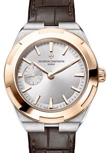 Vacheron Constantin Overseas Self-Winding Stainless Steel Pink Gold Bezel 37mm Silver Index Dial Alligator Leather Strap 2300V/000M-B400 - BRAND NEW
