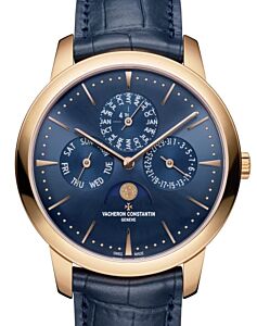 Vacheron Constantin Patrimony Perpetual Calendar Ultra-Thin 41mm Pink Rose Gold Blue Dial 43175/000R-B519 - BRAND NEW