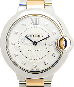 Cartier Ballon Bleu De Silver Dial Rose Gold/Stainless Steel Bezel & Bracelet 33mm WE902061 - BRAND NEW
