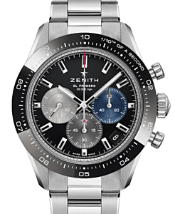 Zenith Chronomaster Sport El Primero Stainless Steel Black Index Dial Ceramic Bezel & Stainless Steel Bracelet 03.3100.3600/21.M3100 - BRAND NEW