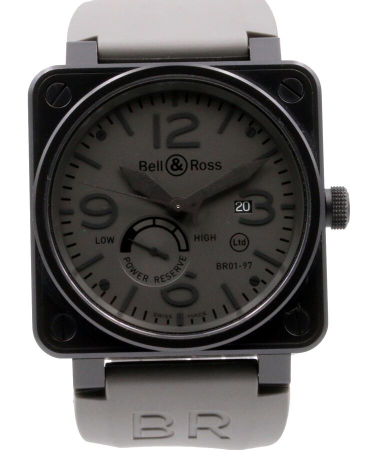 Bell & Ross BR 01-97 Power Reserve Commando Stainless Steel PVD Grey Black Rubber 
