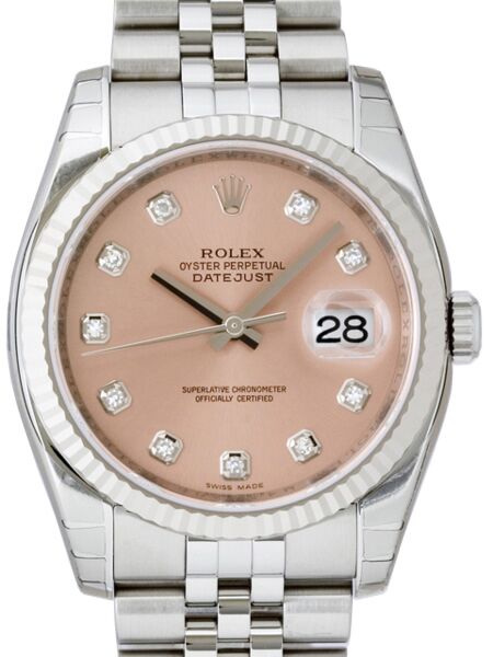Rolex Datejust 36 116234-PNKDFJ Pink Diamond Stainless Steel Jubilee
