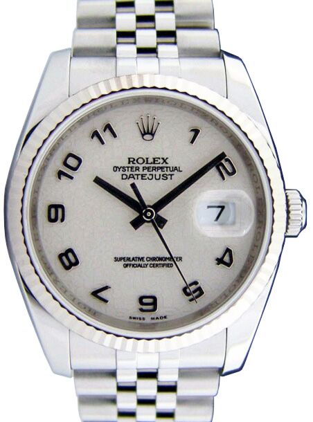Rolex Datejust 36 116234-WHTAFJ White Arabic Fluted White Gold Stainless Steel Jubilee