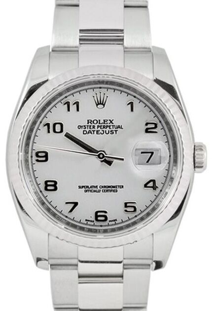 Rolex Datejust 36 116234-WHTAFO White Arabic Fluted White Gold Stainless Steel Oyster