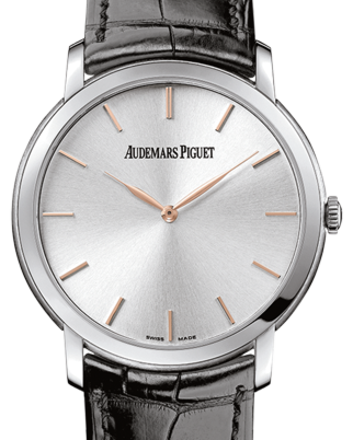 Audemars Piguet 15180BC.OO.A002CR.01 Jules Audemars Extra-Thin 41mm Silver Index White Gold Leather BRAND NEW
