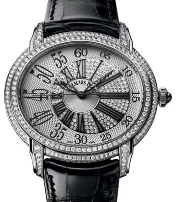 Audemars Piguet 15336BC.ZZ.D102CR.01 Millenary Millenary Qe Ii Cup 2013 45mm Silver Guilloche Diamond Paved Arabic Roman White Gold Leather BRAND NEW