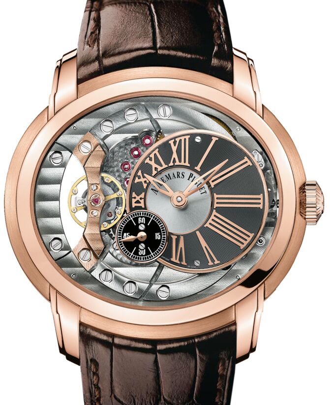 Audemars Piguet 15350OR.OO.D093CR.01 Millenary 4101 47mm Anthracite Skeleton Roman Rose Gold Leather BRAND NEW