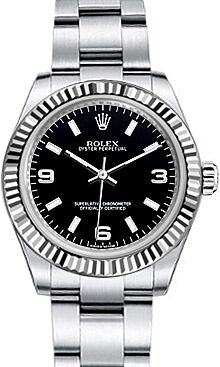 Rolex Oyster Perpetual 31 Ladies Midsize White Gold/Steel Black Arabic / Index Dial Fluted Bezel & Oyster Bracelet 177234 - BRAND NEW