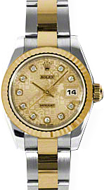 Rolex Lady-Datejust 26 179173-CHPJDO Champagne Jubilee Diamond Fluted Yellow Gold Stainless Steel Oyster