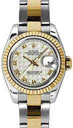 Rolex Lady-Datejust 26 179173-IVRPRO Ivory Pyramid Roman Fluted Yellow Gold Stainless Steel Oyster