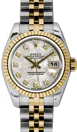 Rolex Lady-Datejust 26 Meteorite Diamond Fluted Yellow Gold Stainless Steel Jubilee 179173