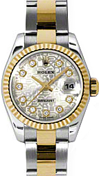 Rolex Lady-Datejust 26 179173-SLVJDO Silver Jubilee Diamond Fluted Yellow Gold Stainless Steel Oyster 