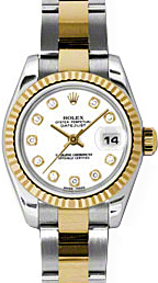 Rolex Lady-Datejust 26 179173-WHTDO White Diamond Fluted Yellow Gold Stainless Steel Oyster 
