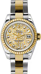 Rolex Lady-Datejust 26 179173-YGGJCDO Yellow Gold & Grey Jubilee Crystal Dial with Diamonds Fluted Yellow Gold Stainless Steel Oyster