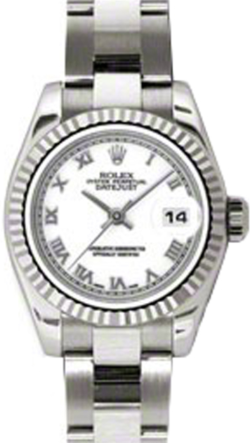 Rolex Lady-Datejust 26 179179-WHTRO White Roman Fluted White Gold Oyster - BRAND NEW
