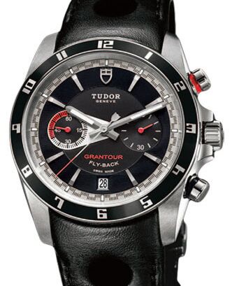 Tudor Grantour Chronograph Fly-Back 20550N Black Index Stainless Steel &amp; Leather 42mm BRAND NEW