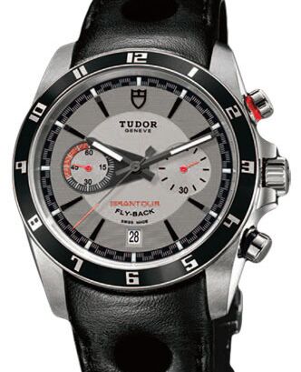 Tudor Grantour Chronograph Fly-Back 20550N Silver Index Stainless Steel &amp; Leather 42mm BRAND NEW