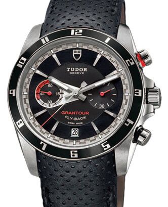 Tudor Grantour Chronograph Fly-Back 20550N Black Index Stainless Steel &amp; Leather 42mm BRAND NEW